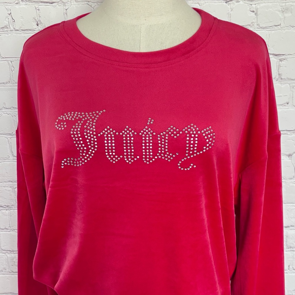 JUICY COUTURE Coco Red Diamanté Velour Tracksuit Top and Jogger Set--NWT--L - Picture 3 of 15